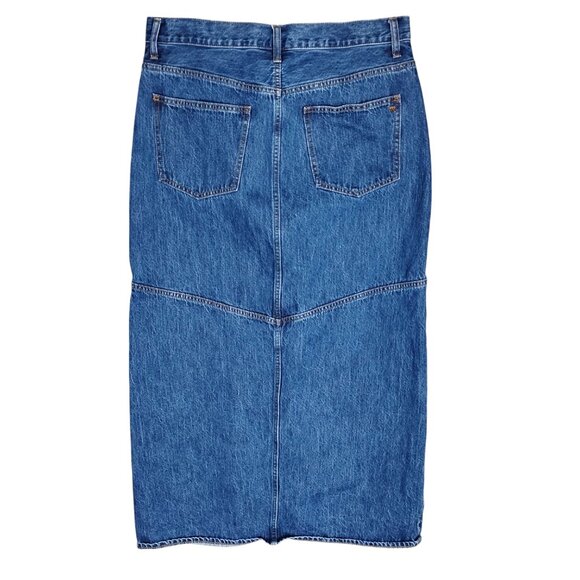 Madewell Denim Maxi Skirt Size 31 Medium Blue Wash 23" Slit Down Front Pockets - Picture 6 of 11